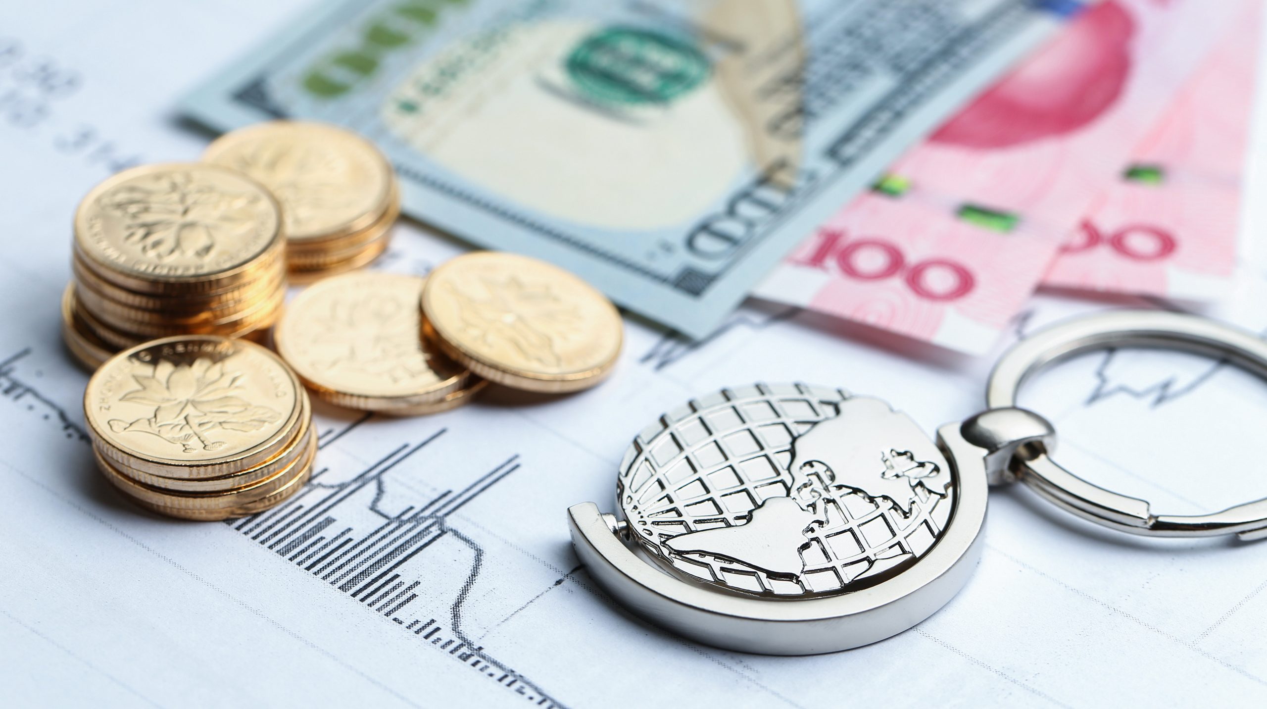 coins paper money globe white statistic form background