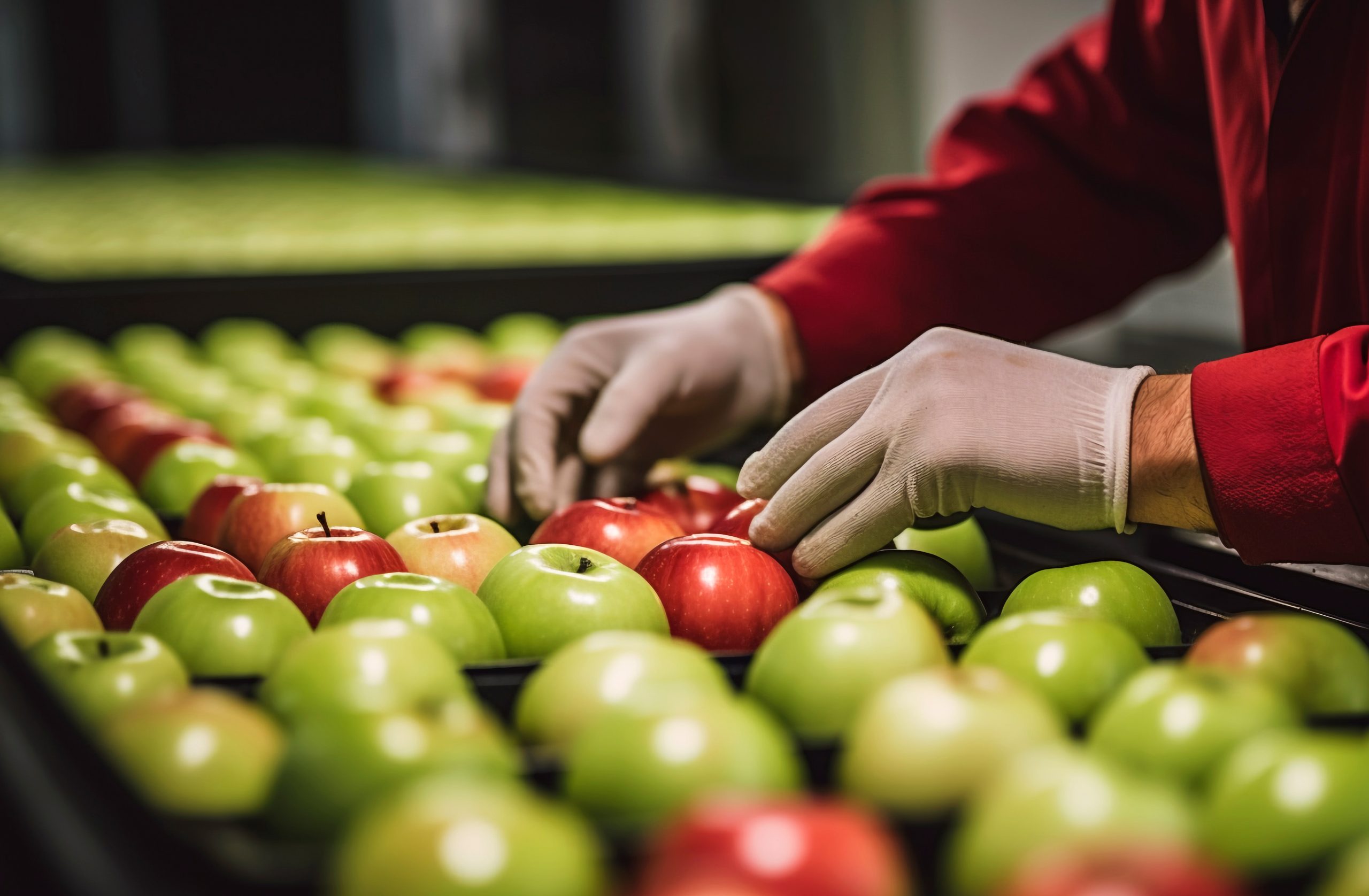 close up hand arranging apples (1)